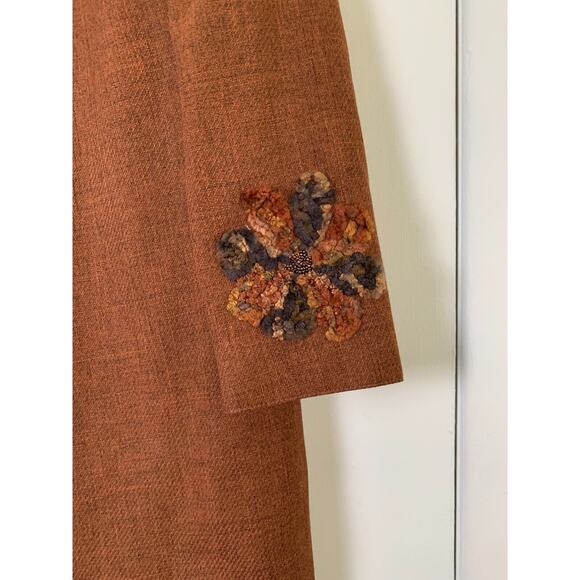 JOHN MEYER BROWN LONG LINE PANT SUIT BEADED EMBROIDERED SIZE 10 - Picture 8 of 16